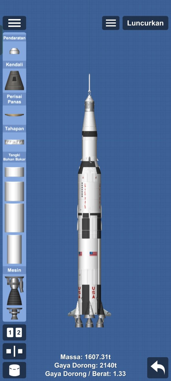 Apollo Saturn v (blueprint) Spaceflight Simulator