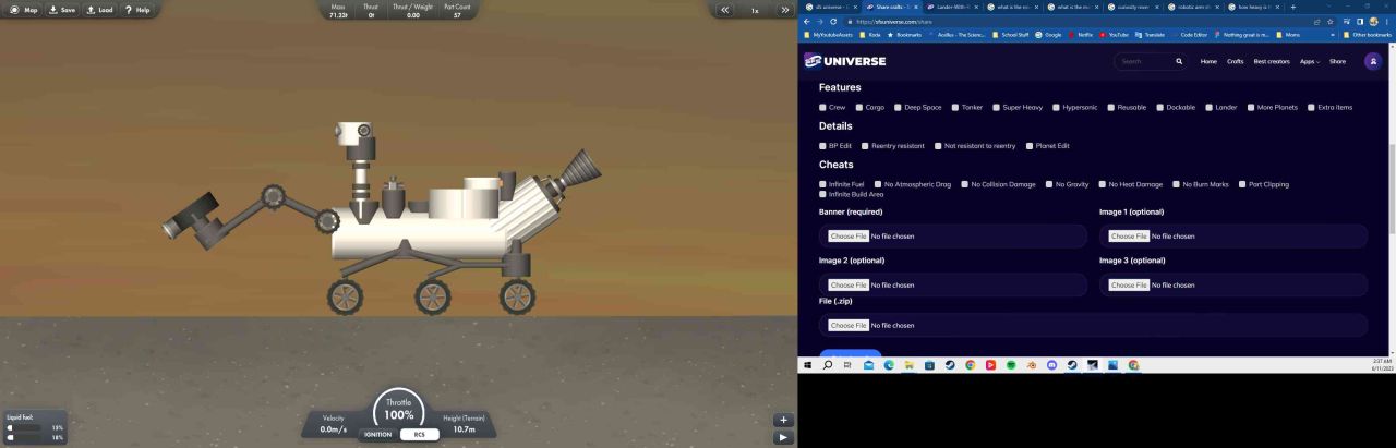 Curiosity Rover Blueprint for Spaceflight Simulator / SFS BP