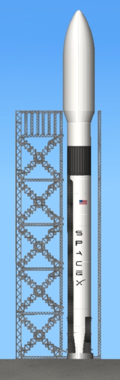 Falcon 9 with launchpad Spaceflight Simulator