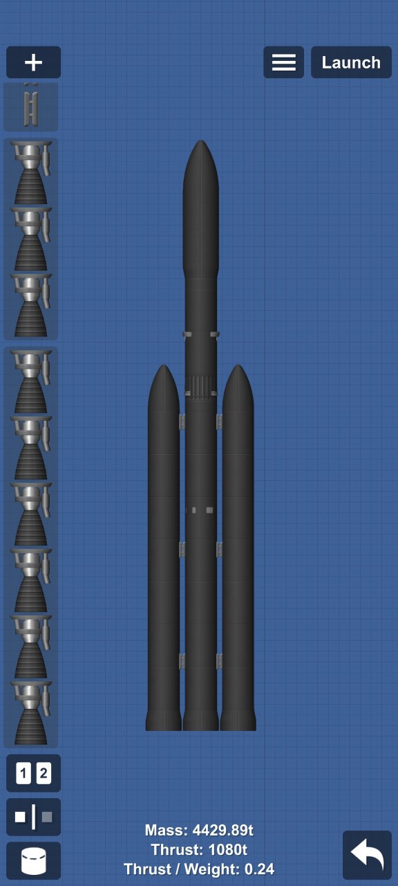 falcon heavy but its BLACK for Spaceflight Simulator