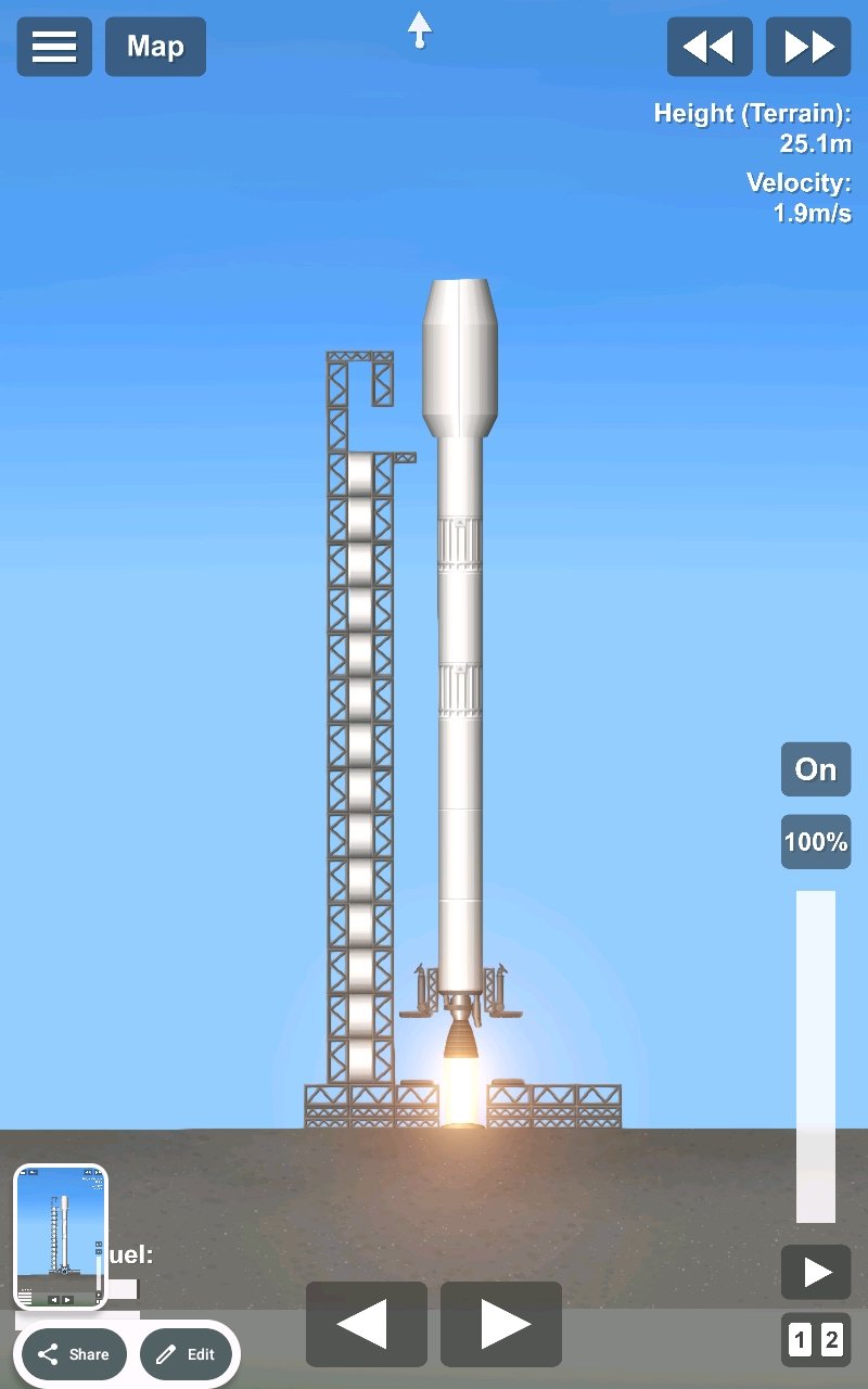 Falcon9 with launchpad Blueprint for Spaceflight Simulator / SFS BP