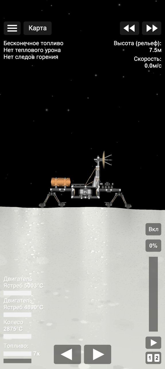 River with moveable wheels Spaceflight Simulator