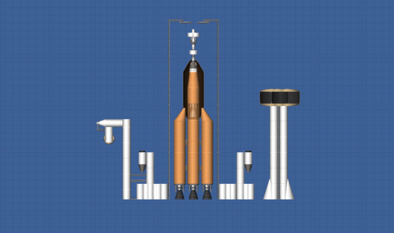 Rocket With Launch and Abort Blueprint for Spaceflight Simulator / SFS BP