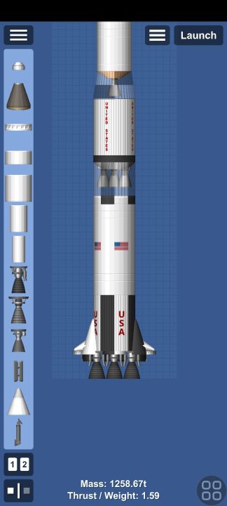 Saturn V(apollo11) Blueprint for Spaceflight Simulator / SFS BP