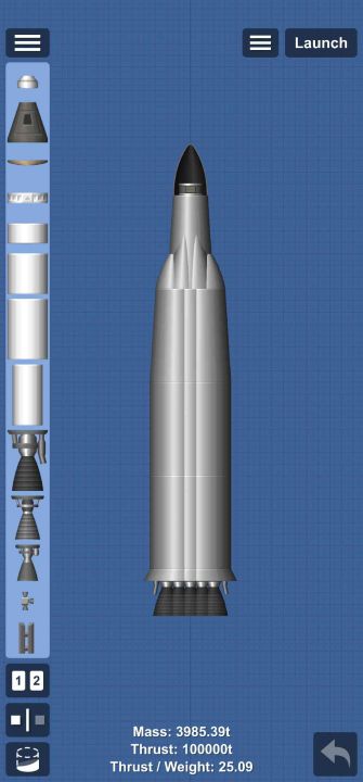 Silver Bullet 100K THRUST Blueprint for Spaceflight Simulator / SFS BP