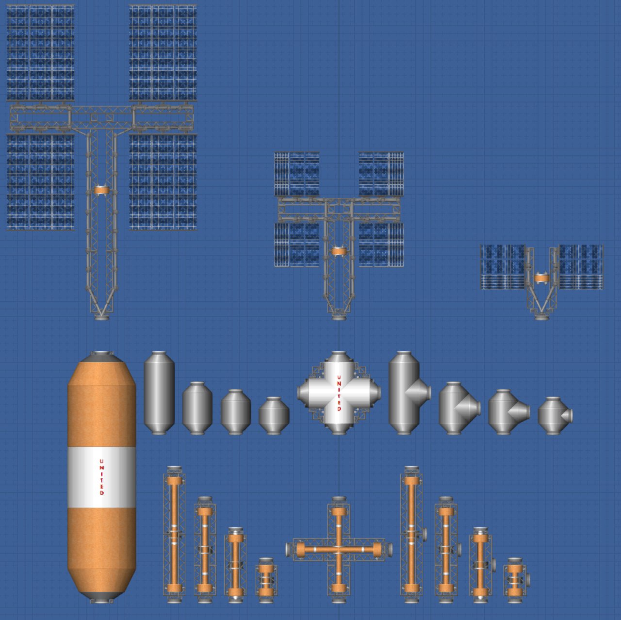 Space Station Parts for Spaceflight Simulator
