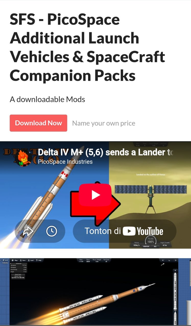 Spacecraft from PicoSpaces for Spaceflight Simulator