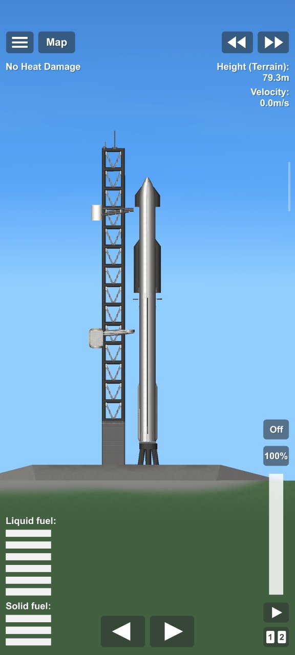 Starship v1.0 with launch pad Spaceflight Simulator