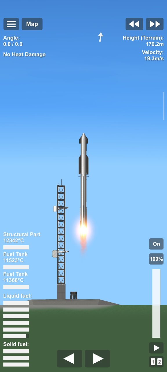 Starship v1.0 with launch pad Spaceflight Simulator