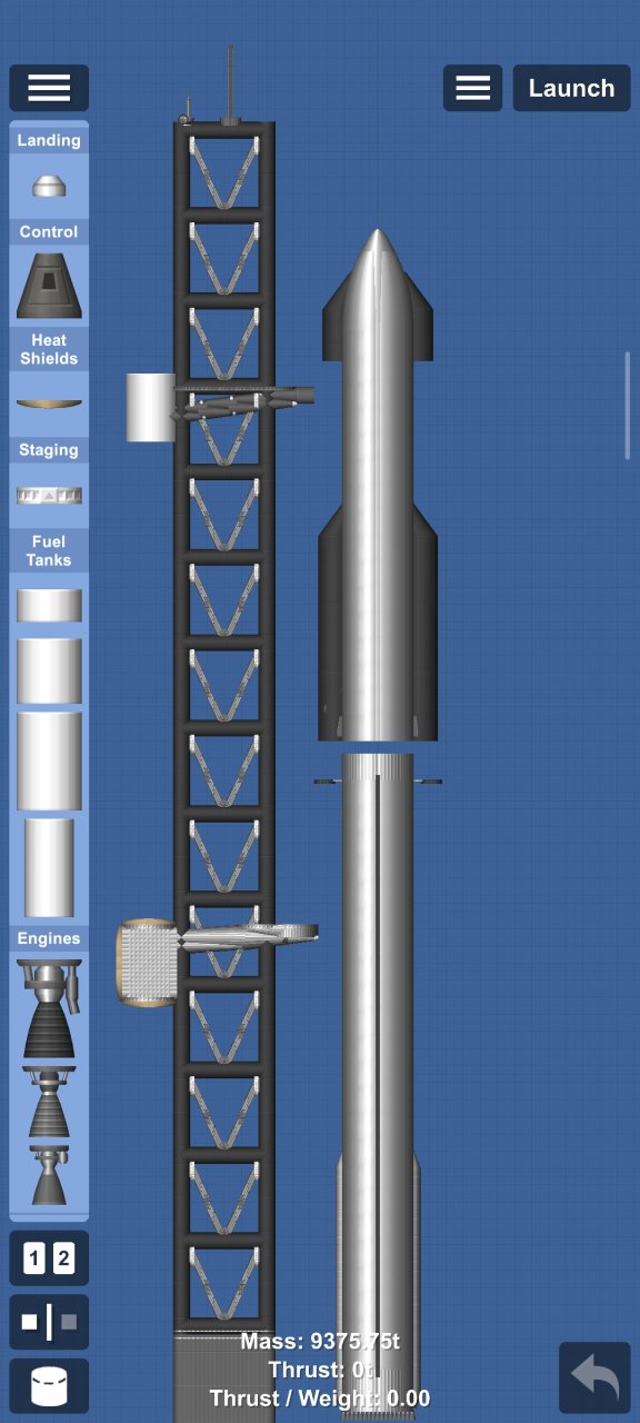 Starship v1.0 with launch pad Spaceflight Simulator