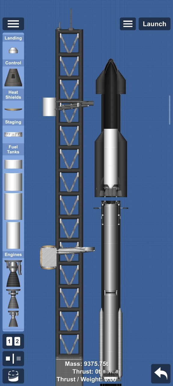 Starship v1.0 with launch pad Spaceflight Simulator
